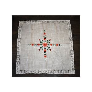 Ubelhor Austrian Linen Tablecloth 30x30 Beige Embroidered Floral